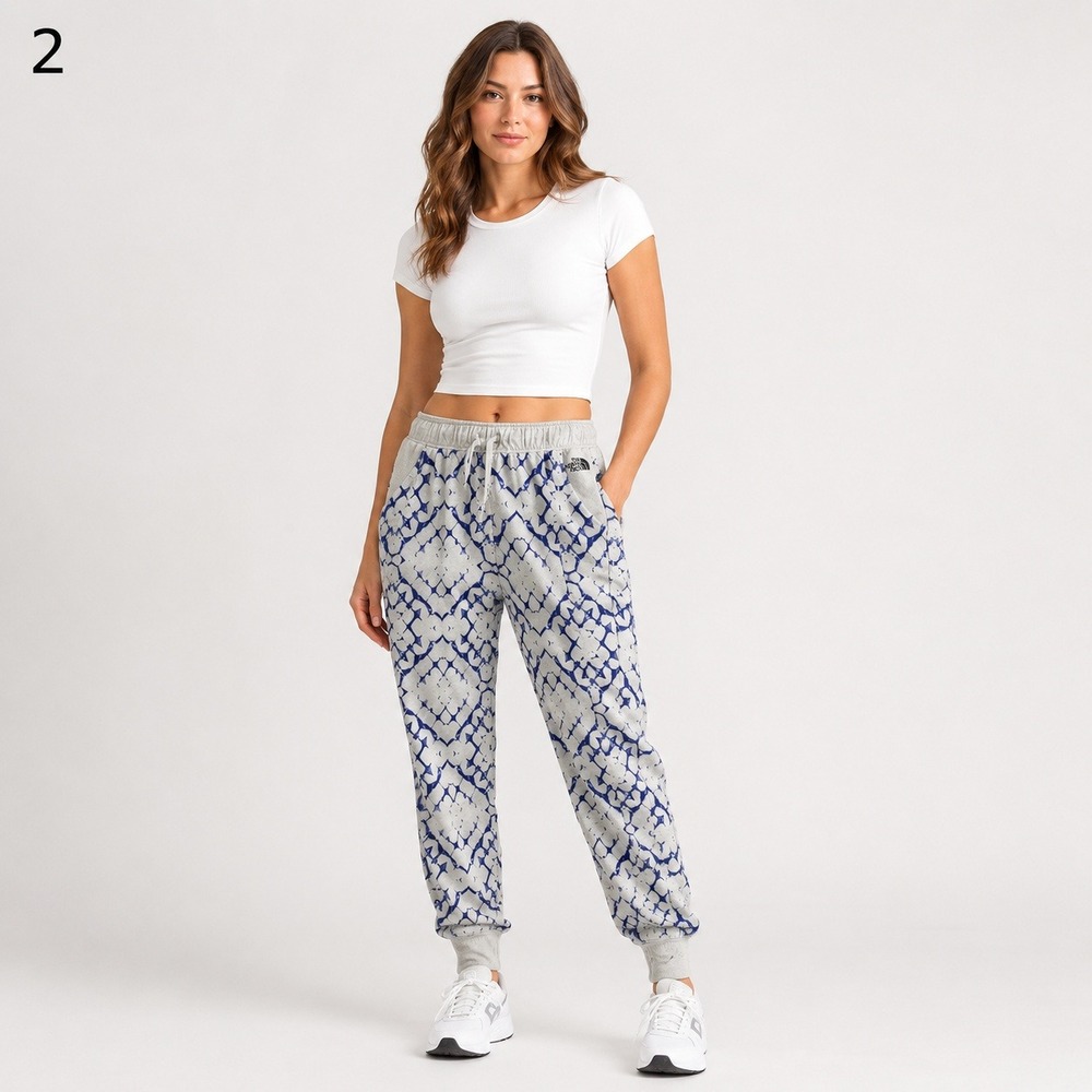 The North Face Flashdry Jogger Pants Womens 8 White Blue Tie Dye Polyester‎